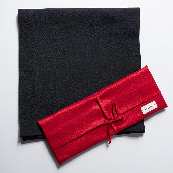D'Moksha Homes Black Table Runner 14 x 120 Inch - Faux Linen Dining Table Runner 120 Inches Long - Wrinkle Resistant, Machine Washable for Fall, Thanksgiving, Holiday - 100% Recycled Fabric