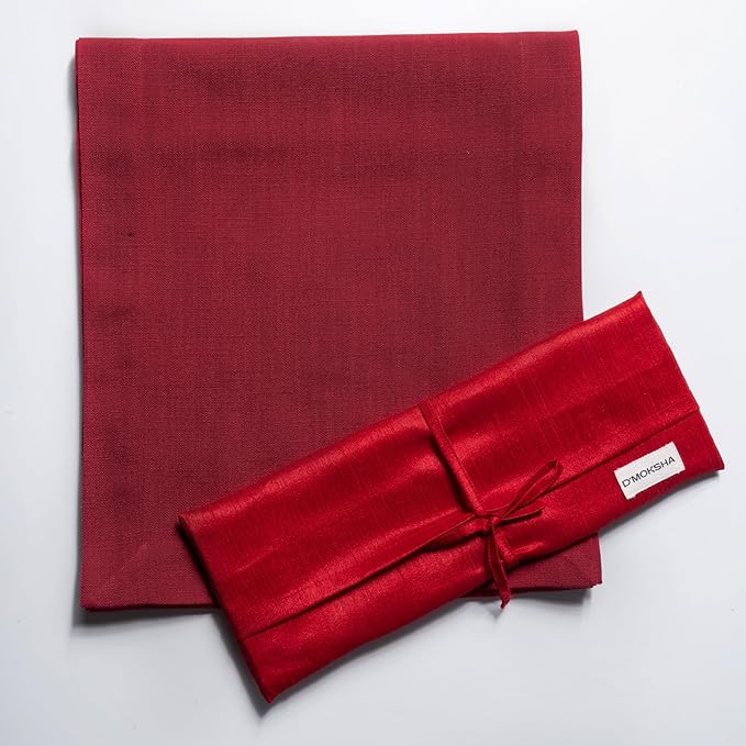 D'Moksha Homes Red Table Runner 14 x 60 Inch - Faux Linen Table Runner - Wrinkle Resistant, Machine Washable Ideal for Dresser, Coffee Tables, Thanksgiving, Christmas, Holiday - 100% Recycled Fabric