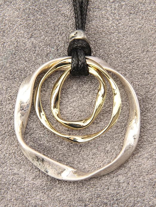 GelConnie Boho Necklaces for Women Vintage Silver Circles Long Pendant Necklace Cowgirl Sweater Necklace Adjustable Leather Choker Necklace for Women
