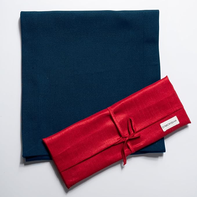 D'Moksha Homes Navy Blue Table Runner 14 x 72 Inch - Faux Linen Table Runner 72 Inches Long - Wrinkle Resistant, Machine Washable for Fall, Thanksgiving, Holiday - 100% Recycled Fabric