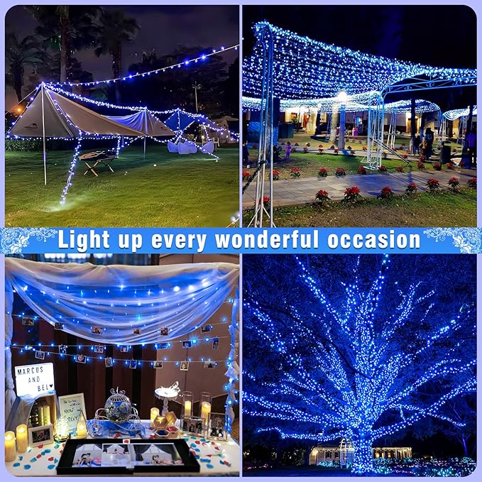 Christmas Lights Indoor, 132FT 400 LED Outdoor String Lights with 8 Modes Waterproof, Plug in Fairy Twinkle Lights Clear Wire for Bedroom Wedding Treee Window Garden House Decorations