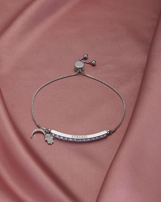 INSPIRED VOICES Sterling Silver Plated Charm Bracelets for Women - Easy Adjustable Bracelets