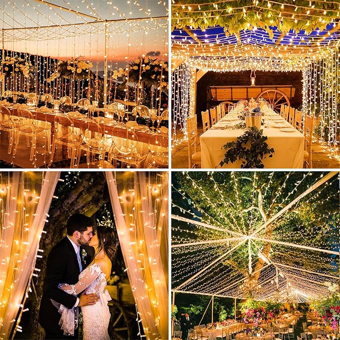 125FT 380 String Lights Indoor Outdoor Clear Wire, Plug in Christmas String Lights Connectable, Timer & Memory, Waterproof Twinkle Tree Light for Indoor Outdoor Classroom Patio Yard Holiday Decoration