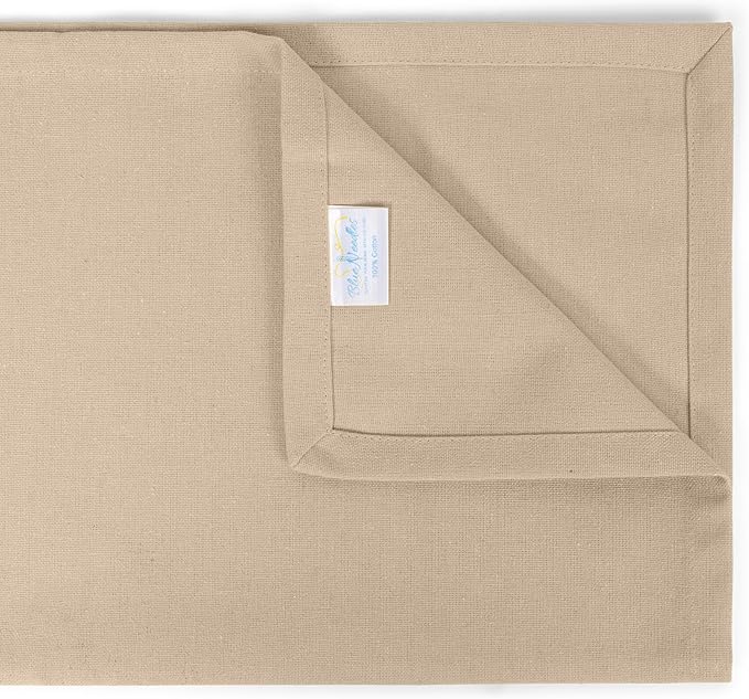 Blue Needles Solid Cloth Napkins Set of 12 Beige 100% Cotton Dinner Napkins 18x18 inches - Soft, Reusable, Absorbent & Washable Fall Thanksgiving Linen, Ideal for Events, Parties & Everyday Use