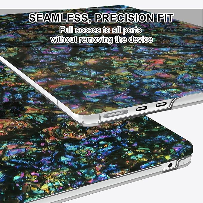 B BELK Compatible with MacBook Air 13 inch Case 2025 2024 2023 2022 M4 M3 M2 A3240 A3113 A2681, Plastic Hard Shell+Keyboard Cover+Screen Protector for MacBook Air 13.6 inch Case, Shiny Abalone Pearl
