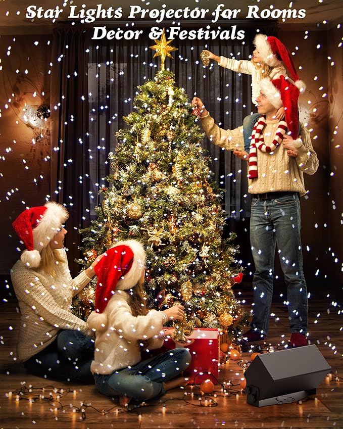 Outdoor Star Lights Projector, AIRIVO White Laser Fairy Lights Projector, Christmas Snowflake Projector 3 Lighting Modes Garden Light with Remote Control for Home, Patio,Landscape