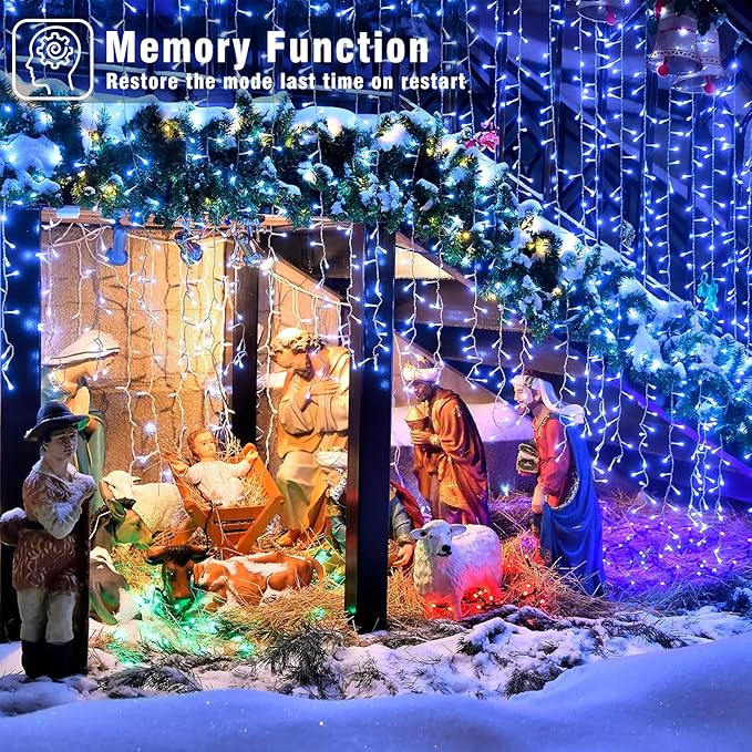 66FT 200 LED String Lights Outdoor Indoor, Plug in Christmas String Lights Waterproof with 8 Modes, Connectable Clear Wire Fairy Light for Home Wedding Garden Xmas Party Decor, Blue