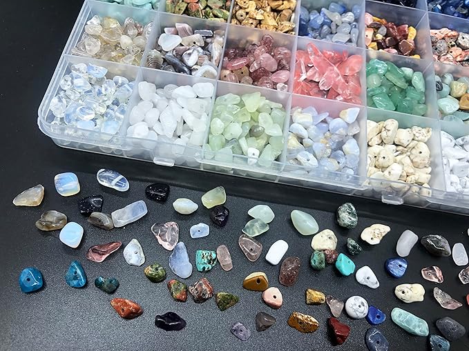 Gemstone Beads Natural Irregular Shaped Stone Chips Crystal Energy Healing Power for Jewelry Making(24 Materials-1)
