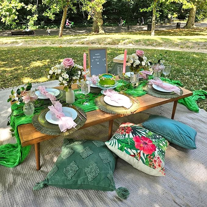 6 Pack Green Cheesecloth Table Runner 10FT Boho Cheese Cloths Gauze Fabric Table Runners 120 Inch Rustic for Christmas Wedding Birthday Party Baby Shower Centerpiece Home Decorations