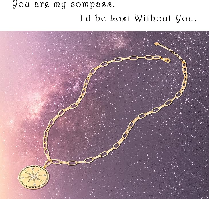 Aobei Pearl 18K Gold Plated Moon Star Lion Evil Eye Love Heart Cross Pendant Necklace Medallion Paperclip Chian Choker Layering Jewery for Women