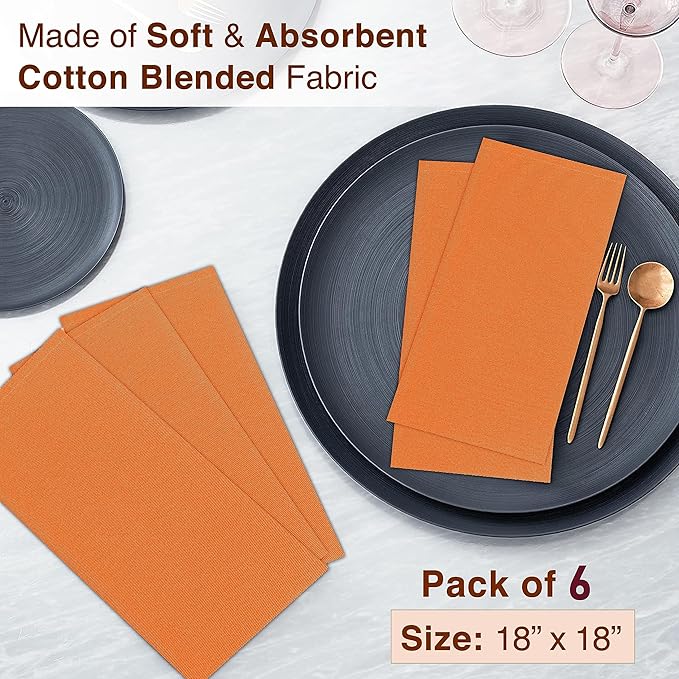 Ruvanti Cloth Napkins Set of 4, 18x18 Inches Napkins Cloth Washable, Soft, Durable, Absorbent, Cotton Blend. Table Dinner Napkins Cloth for Hotel, Lunch, Restaurant, Wedding Parties - Fall