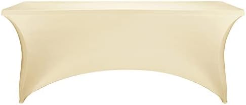FORLIFE 4Pack Spandex Table Covers，Fitted Tablecloth for Rectangular Tables, Stretch Patio Table Covers, Universal Spandex Table Cover for Wedding, Banquet, Party (6ft, Champn)