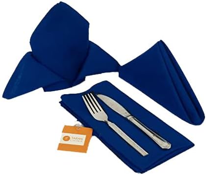TARAN LIVING Cotton Napkins Cloth Washable Dinner Napkin Solid Plain Table Cloth Napkins Set of 12 for Thanksgiving Easter Gifting - Set of 12-18x18 Inch - Navy Blue
