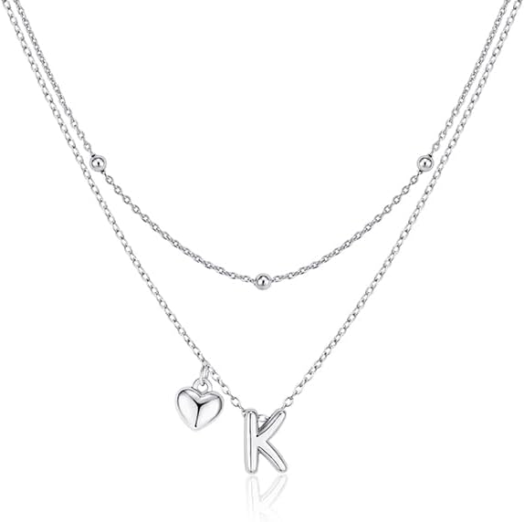 adoyi Valentines Day Gifts for Women Hers Dainty 14K Gold Plated Heart Initial Necklaces Layered Letter A-Z Pendant Necklace Stack Trendy Jewelry Birthday Valentines Day Gifts for Women Jewelry