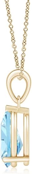 Angara Natural Aquamarine Solitaire Pendant for Women | Pear-Shaped Aquamarine Solitaire Pendant in 14K Solid Gold/Silver/Platinum With 18" Chain | March Birthday, Gemstone Jewelry Gift