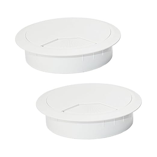2 Pcs Desk Grommet 2-3/8" / 60 mm, Desk Cord Hole Cover, Cable Grommet ABS Plastic, Desk Hole Grommet for Home & Office Pc, Detachable Adjustable Cable Cord Organizer-White