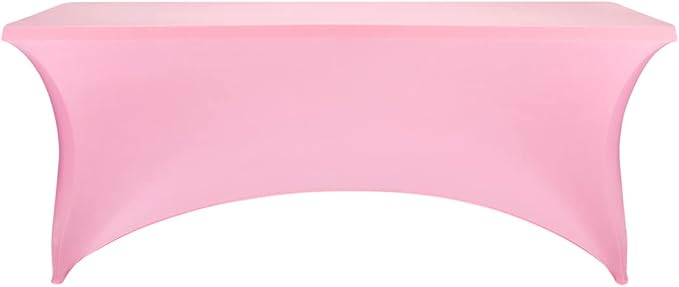 FORLIFE Fitted Spandex Table Covers, 6ft Rectangular - Universal Stretch Tablecloth for Wedding, Banquet, Party (Pink)