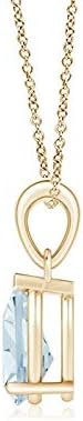 Angara Natural Aquamarine Solitaire Pendant for Women | Pear-Shaped Aquamarine Solitaire Pendant in 14K Solid Gold/Silver/Platinum With 18" Chain | March Birthday, Gemstone Jewelry Gift