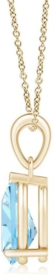 Angara Natural Aquamarine Solitaire Pendant for Women | Pear-Shaped Aquamarine Solitaire Pendant in 14K Solid Gold/Silver/Platinum With 18" Chain | March Birthday, Gemstone Jewelry Gift