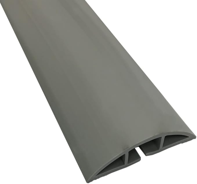 Kable Kontrol Floor Cord Cover kit - 15 Feet Long Gray Plastic Cable Protector, Hides Cords and Conceals Wires, for Extension Cord Cable Management, Channel Size 0.75” W x 0.43” H