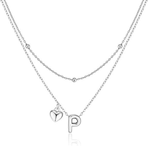 adoyi Valentines Day Gifts for Women Hers Dainty 14K Gold Plated Heart Initial Necklaces Layered Letter A-Z Pendant Necklace Stack Trendy Jewelry Birthday Valentines Day Gifts for Women Jewelry