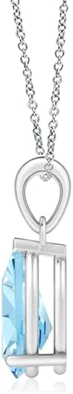 Angara Natural Aquamarine Solitaire Pendant for Women | Pear-Shaped Aquamarine Solitaire Pendant in 14K Solid Gold/Silver/Platinum With 18" Chain | March Birthday, Gemstone Jewelry Gift