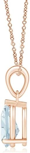 Angara Natural Aquamarine Solitaire Pendant for Women | Pear-Shaped Aquamarine Solitaire Pendant in 14K Solid Gold/Silver/Platinum With 18" Chain | March Birthday, Gemstone Jewelry Gift