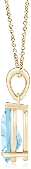 Angara Natural Aquamarine Solitaire Pendant for Women | Pear-Shaped Aquamarine Solitaire Pendant in 14K Solid Gold/Silver/Platinum With 18" Chain | March Birthday, Gemstone Jewelry Gift