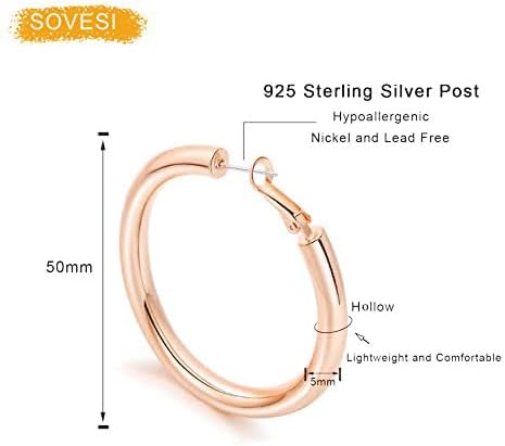 sovesi Chunky Gold Hoop Earrings for Women with 925 Sterling Silver Post, 14K Gold Plated Small Thick Gold Hoops Earrings for Women