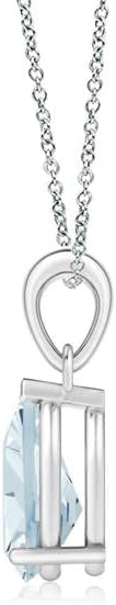 Angara Natural Aquamarine Solitaire Pendant for Women | Pear-Shaped Aquamarine Solitaire Pendant in 14K Solid Gold/Silver/Platinum With 18" Chain | March Birthday, Gemstone Jewelry Gift