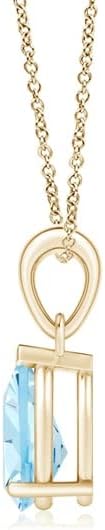 Angara Natural Aquamarine Solitaire Pendant for Women | Pear-Shaped Aquamarine Solitaire Pendant in 14K Solid Gold/Silver/Platinum With 18" Chain | March Birthday, Gemstone Jewelry Gift