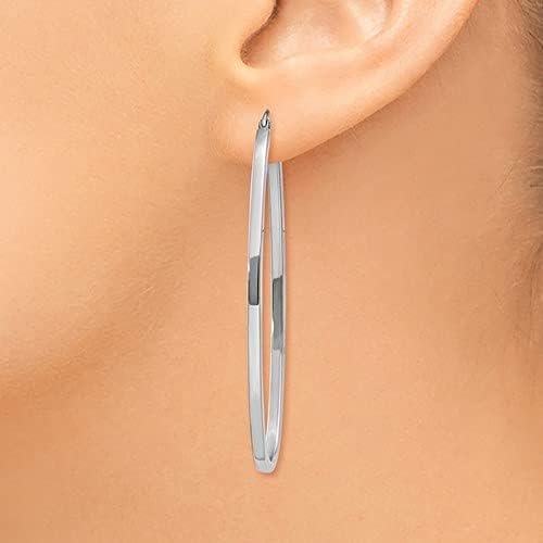 14K Gold Oval Hoop Earrings, (31-52mm) (2mm Tube)