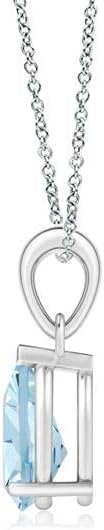 Angara Natural Aquamarine Solitaire Pendant for Women | Pear-Shaped Aquamarine Solitaire Pendant in 14K Solid Gold/Silver/Platinum With 18" Chain | March Birthday, Gemstone Jewelry Gift