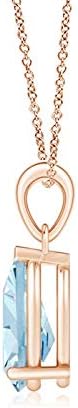 Angara Natural Aquamarine Solitaire Pendant for Women | Pear-Shaped Aquamarine Solitaire Pendant in 14K Solid Gold/Silver/Platinum With 18" Chain | March Birthday, Gemstone Jewelry Gift