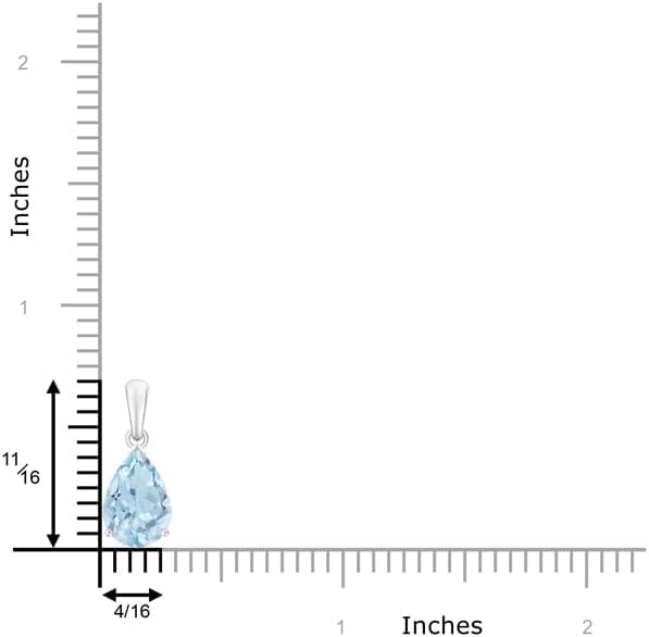 Angara Natural Aquamarine Solitaire Pendant for Women | Pear-Shaped Aquamarine Solitaire Pendant in 14K Solid Gold/Silver/Platinum With 18" Chain | March Birthday, Gemstone Jewelry Gift