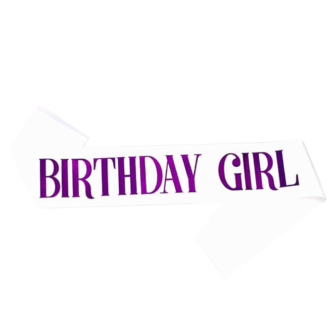 AOPRIE Birthday Girl Sash Crown for Women Happy Birthday Tiara for Women Headband Princess Crown Rhinestone Accessories Silver Purple