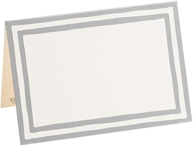 Caspari Border Stripe Place Cards in Silver Foil, 32 Included