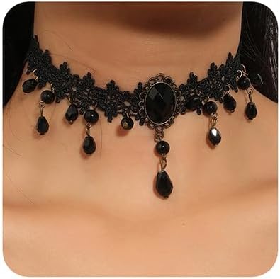 Black Lace Tassels Choker Necklace - Boho Fashion Prom Dainty Sexy Body Chain