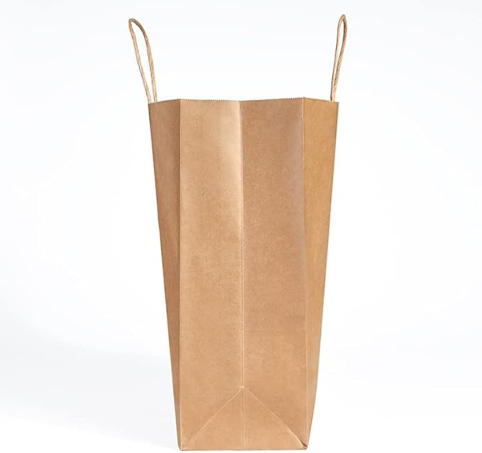PAICUIKE 100Pcs Large Brown Paper Bags with Handles, 13x7x13 Inch Gift Bags for Business, Shopping, Party, Wedding & Birthday | Natural Brown Kraft Bags for Retail, Merchandise & Events