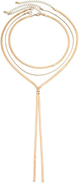 2Pcs Gold Long Snake Chain Y Drop Necklaces for Women Trendy Statement Layered Lariat Choker Necklace Y2K Formal Prom Party Jewelry Accessories Gift