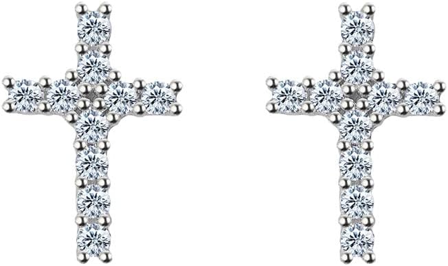 S925 Silver Diamond Cross Stud Earrings for Him, Hip-Hop Unisex Style, Fashion Forward Accessory, Stud Diamond Earrings for Women