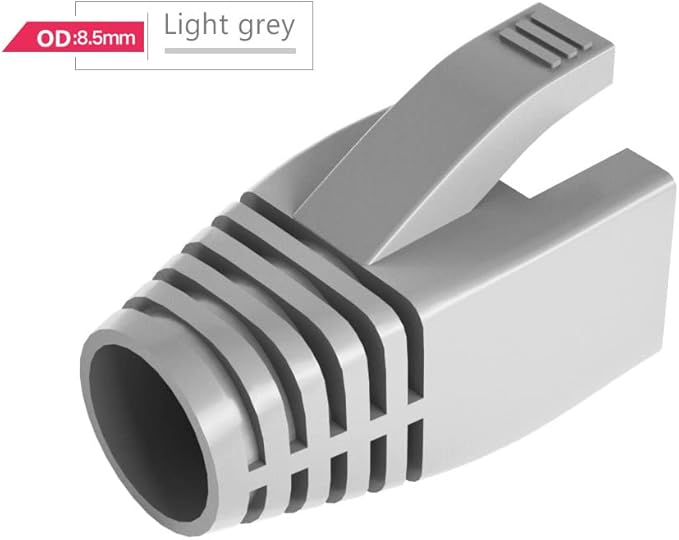 50 Pcs Cat7 Cat7A Cat8 Strain Relief Boot, RJ45 Plug Connector Cover Modular Network Plug Connector Cap Cable Connector Boots, Grey