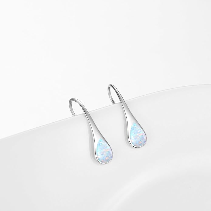 925 Sterling Silver Small Pear-Shaped Modern Style Hook Earrings with Crystals from Austria