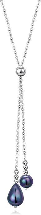 Long Necklace Sterling Silver Larait Bar Y Lariat Long Chain Drop Adjustable Necklace Gift for Her, 30"