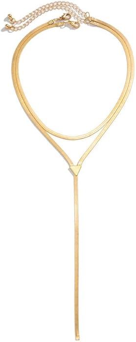 2Pcs Gold Long Snake Chain Y Drop Necklaces for Women Trendy Statement Layered Lariat Choker Necklace Y2K Formal Prom Party Jewelry Accessories Gift