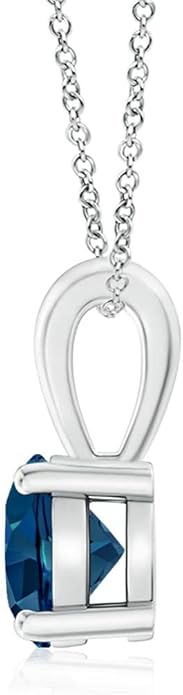Angara Natural Blue Topaz Solitaire Pendant for Women | Classic Prong-Set Round Blue Topaz Pendant in 14K Solid Gold/Silver/Platinum With 18" Chain | December Birthday, Gemstone Jewelry Gift