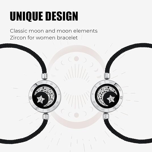 TOTWOO Long Distance Touch Bracelets for Couples, Smart Light & Vibration Love Jewelry, Long Distance Valentines Day Gifts for Him Her Women Men, One-to-One Bluetooth Pairing via App