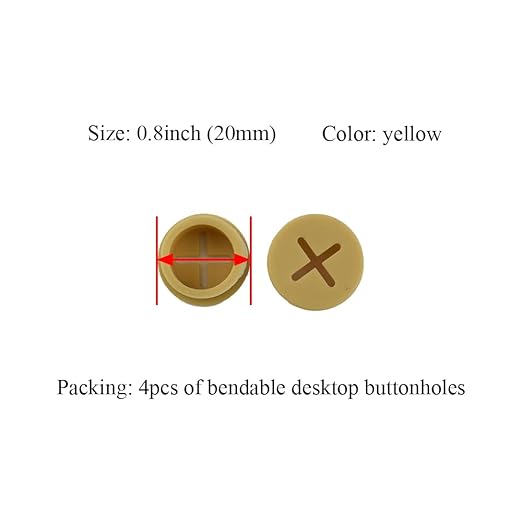 HAHIYO 4Pcs 0.8Inch/20mm Yellow Flexible Rubber Desk Grommet Wire Grommet Cable Management Cord Hole Cover Desk Wire Hole Insert Wire Organizer for Computer Office Home School Equipment Systems