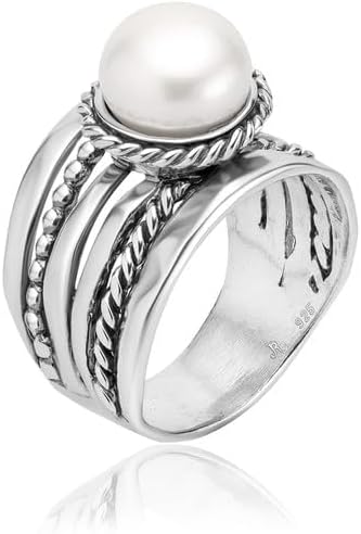 925 Sterling Silver Pearl Beaded Rope Ring by Jean Rachel