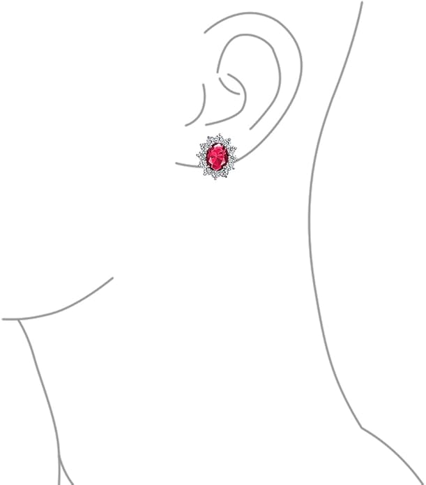 Traditional Classic Bridal Simulated Gemstones Cubic Zirconia AAA CZ Halo Crown Oval Stud Clip On Earrings For Women Wedding Non Pierced Ears Rose Gold Silver Plated